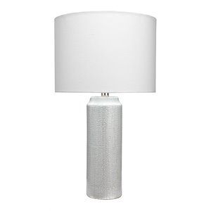 j&d designs bella coastal ceramic table lamp with linen shade in gray finish