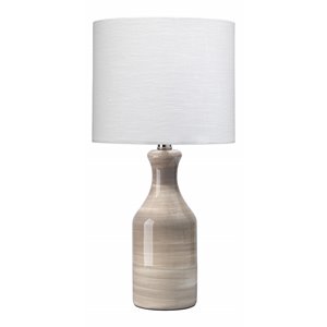 j&d designs bungalow coastal ceramic table lamp in cream/dark taupe swirl