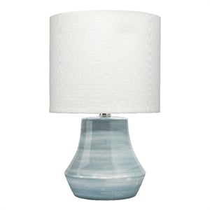 J&D Designs Cottage Transitional Ceramic & Linen Table Lamp in Blue/White
