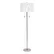 J&D Designs Lincoln Transitional Iron Metal & Linen Floor Lamp in Silver/White