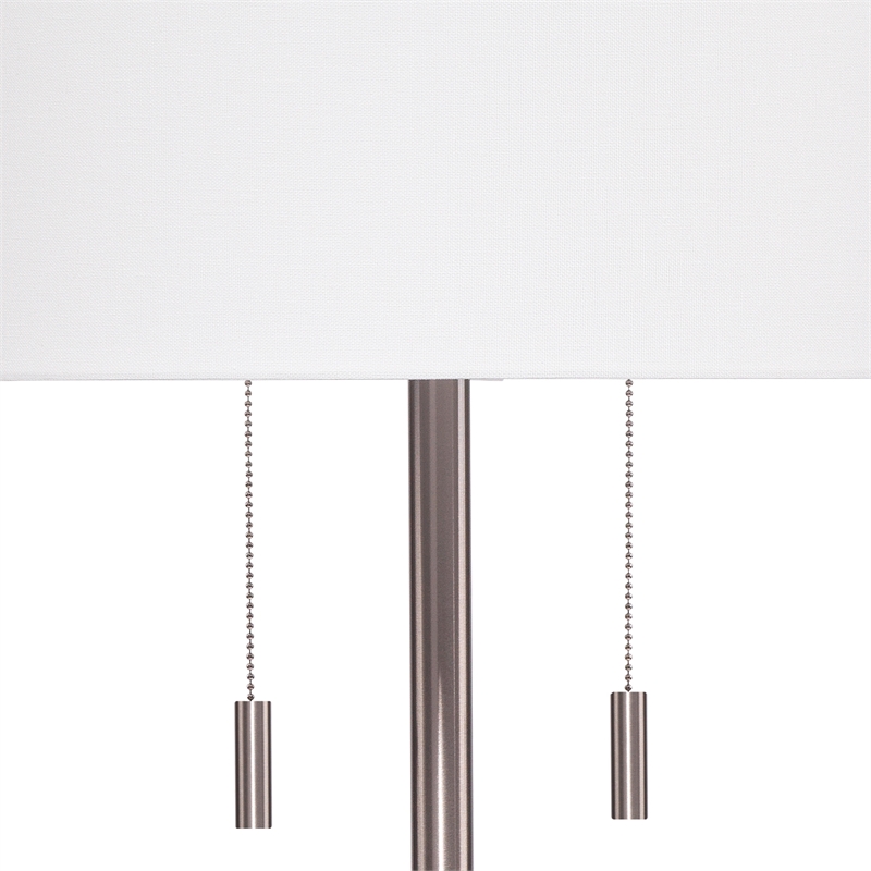 J&D Designs Lincoln Transitional Iron Metal & Linen Floor Lamp in Silver/White