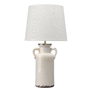 j&d designs piper coastal 1-light ceramic & linen table lamp in cream/off white
