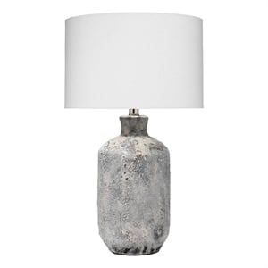 j&d designs blaire transitional ceramic & cotton table lamp in gray/cream