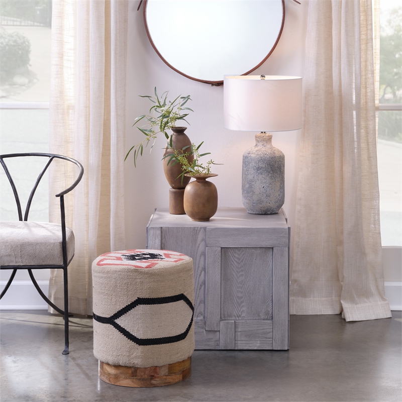 J&D Designs Blaire Transitional Ceramic & Cotton Table Lamp in Gray/Cream