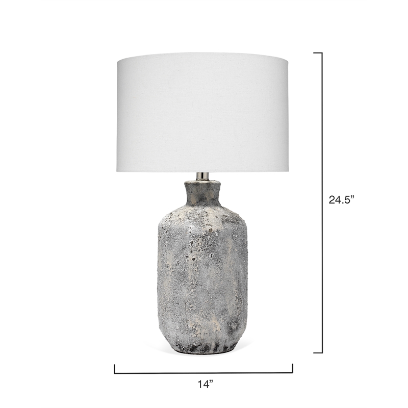 J&D Designs Blaire Transitional Ceramic & Cotton Table Lamp in Gray/Cream