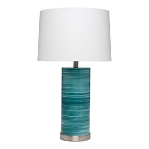 j&d designs casey coastal glass table lamp in turquoise/white swirl finish
