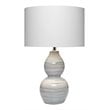 J&D Designs Catalina Wave Ceramic and Linen Table Lamp in White/Blue
