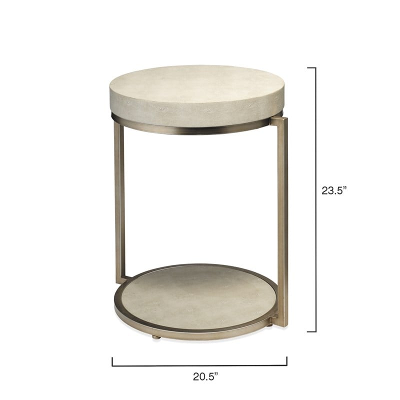 J&D Designs Chester Transitional Faux Leather & Iron Side Table in Ivory