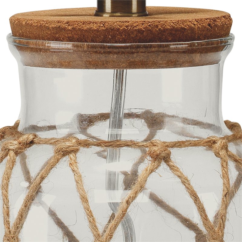 J&D Designs JandD Designs Coastal Rope and Glass Table Lamp in Clear and Natural Finish