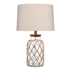 j&d designs hugo coastal rope and glass table lamp in clear and natural finish