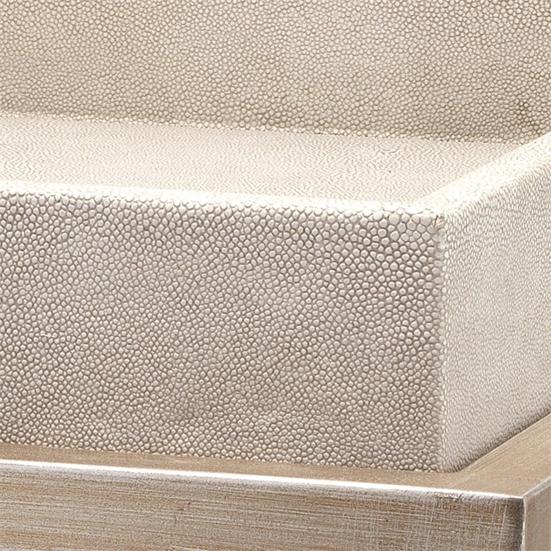 J&D Designs Jax Transitional Faux Leather & Iron Side Table in Cream/Champagne