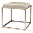 J&D Designs Jax Transitional Faux Leather & Iron Side Table in Cream/Champagne