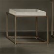 J&D Designs Jax Transitional Faux Leather & Iron Side Table in Cream/Champagne