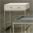 J&D Designs Kain Transitional Faux Leather & Iron Side Table in Cream/Champagne