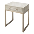 J&D Designs Kain Transitional Faux Leather & Iron Side Table in Cream/Champagne
