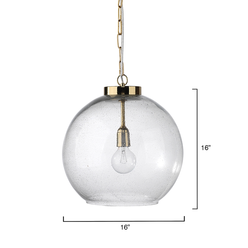 J&D Designs Luca Farmhouse Style Glass and Metal Pendant in Antique Brass