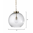 J&D Designs Luca Farmhouse Style Glass and Metal Pendant in Antique Brass