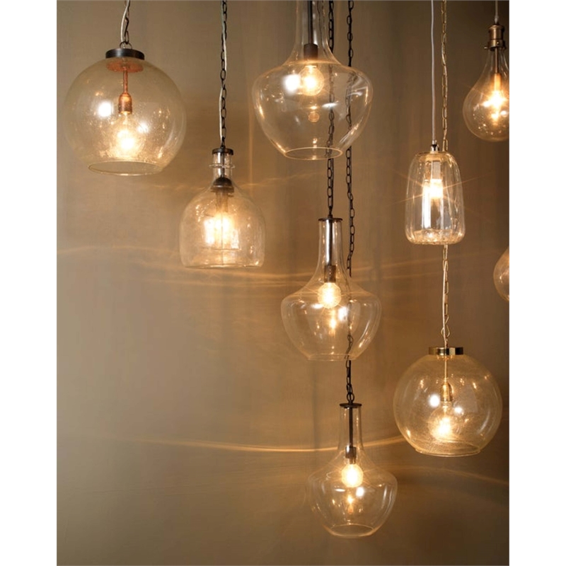 J&D Designs Luca Farmhouse Style Glass and Metal Pendant in Antique Brass