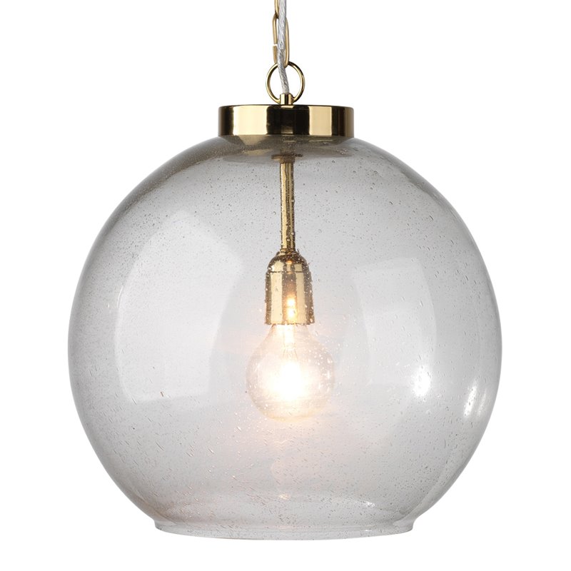 J&D Designs Luca Farmhouse Style Glass and Metal Pendant in Antique Brass