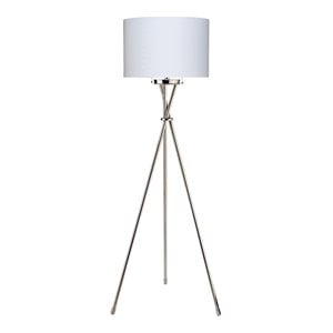 j&d designs manny contemporary metal floor lamp with drum shade in silver/nickel