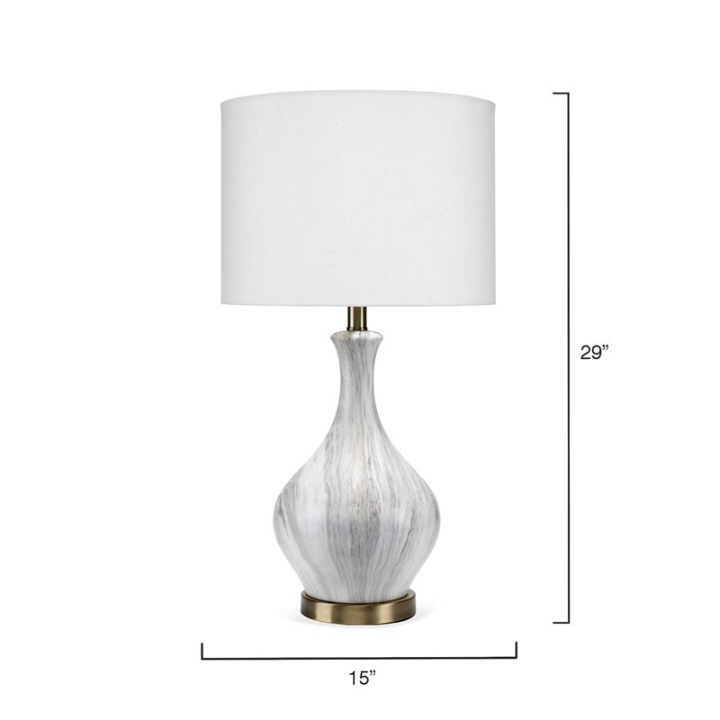 J&D Designs Mila Transitional Ceramic & Linen Table Lamp in Gray/White