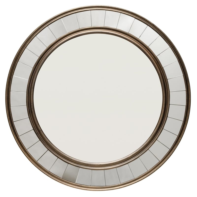 J&D Designs Coltrane Transitional Wood and Glass Mirror in Antique Bronze Finish