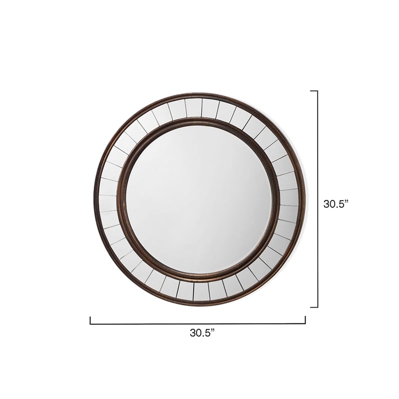 J&D Designs Coltrane Transitional Wood and Glass Mirror in Antique Bronze Finish