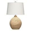J&D Designs Cape 1-Light Rattan & Linen Table Lamp in Natural/White