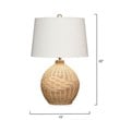 J&D Designs Cape 1-Light Rattan & Linen Table Lamp in Natural/White