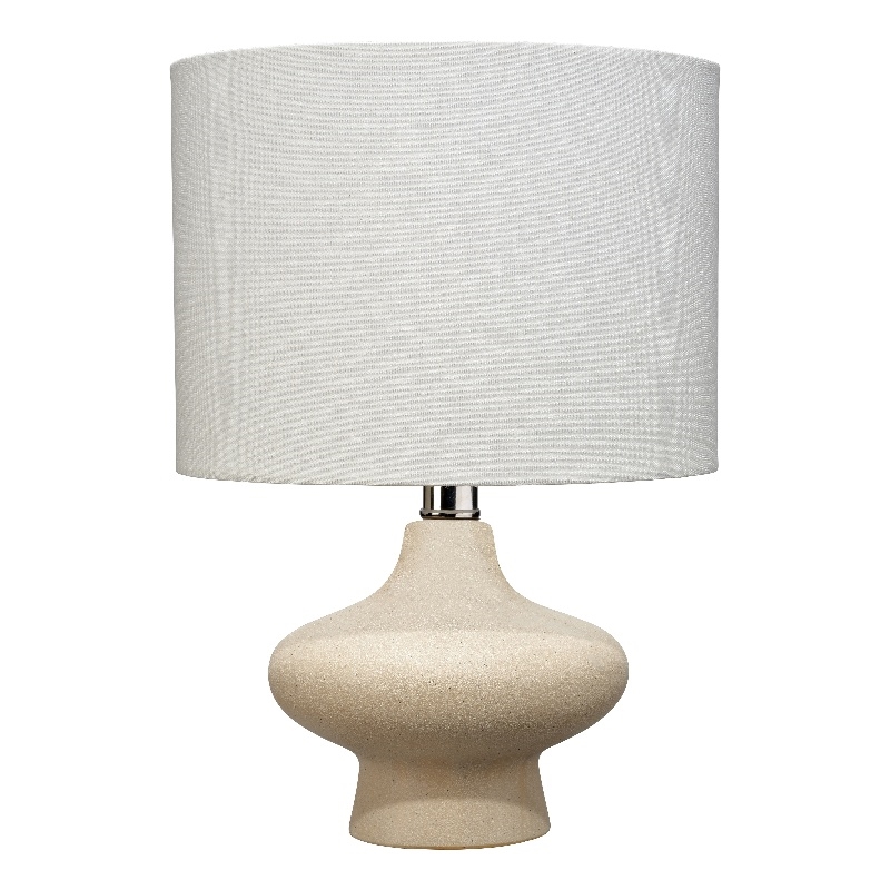 J&D Designs Dawkins 1-Light Modern Ceramic & Linen Table Lamp in Beige