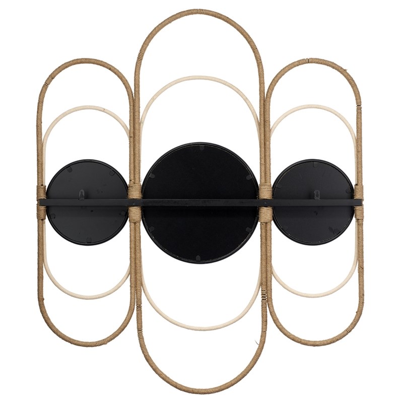J&D Designs Milo Round Metal & Rope Decorative Mirror in Natural/Black