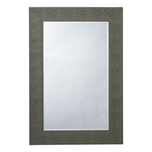 J&D Designs Structure Transitional Faux Shagreen Vinyl/Glass Mirror in Gray