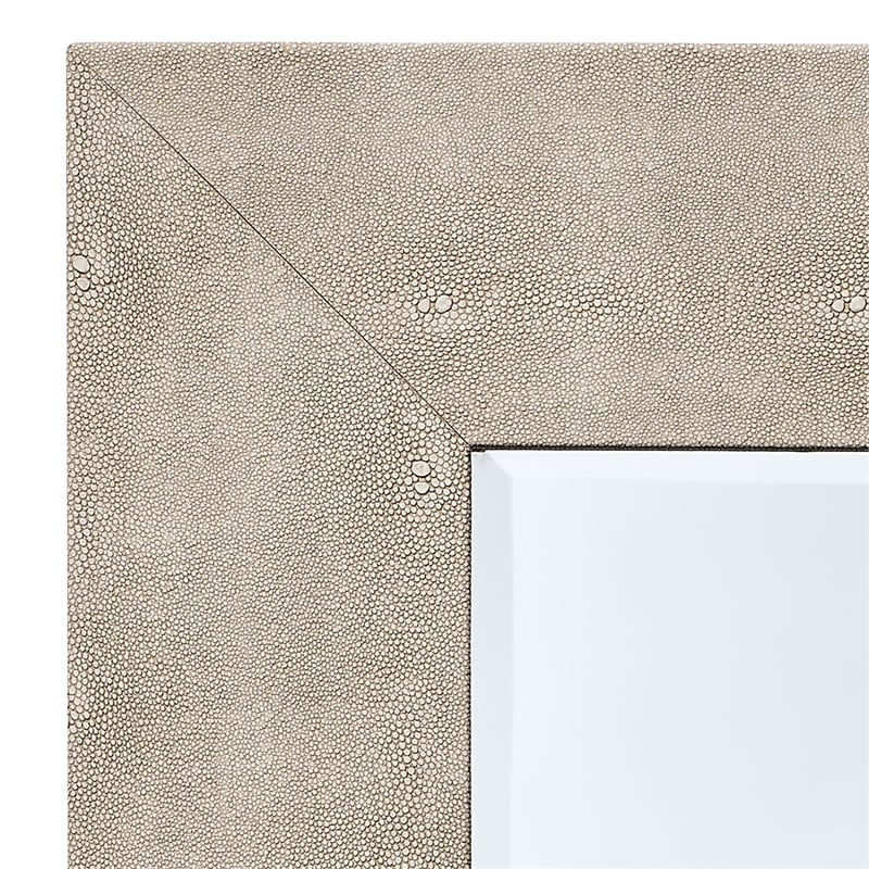 J&D Designs Structure Transitional Faux Shagreen Vinyl/Glass Mirror in Ivory
