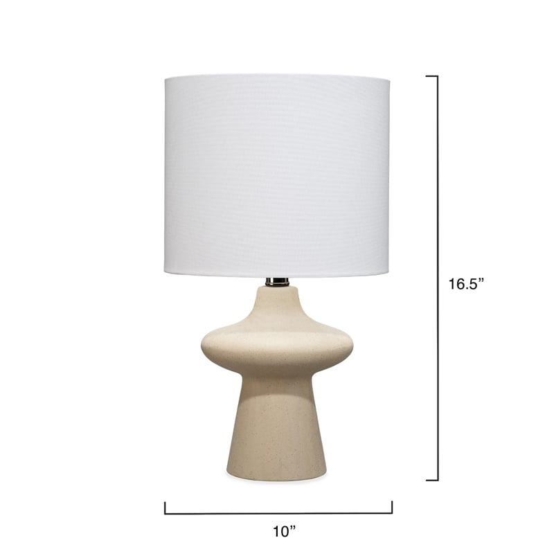 J&D Designs Oliver 1-Light Modern Ceramic & Linen Table Lamp in Beige/White