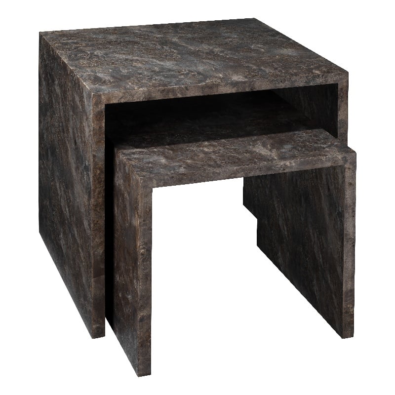 J&D Designs Co Bedford Traditional Wood Nesting Tables in Charcoal (Set of 2)