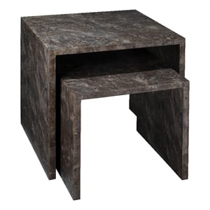 J&D Designs Co Bedford Traditional Wood Nesting Tables in Charcoal (Set of 2)