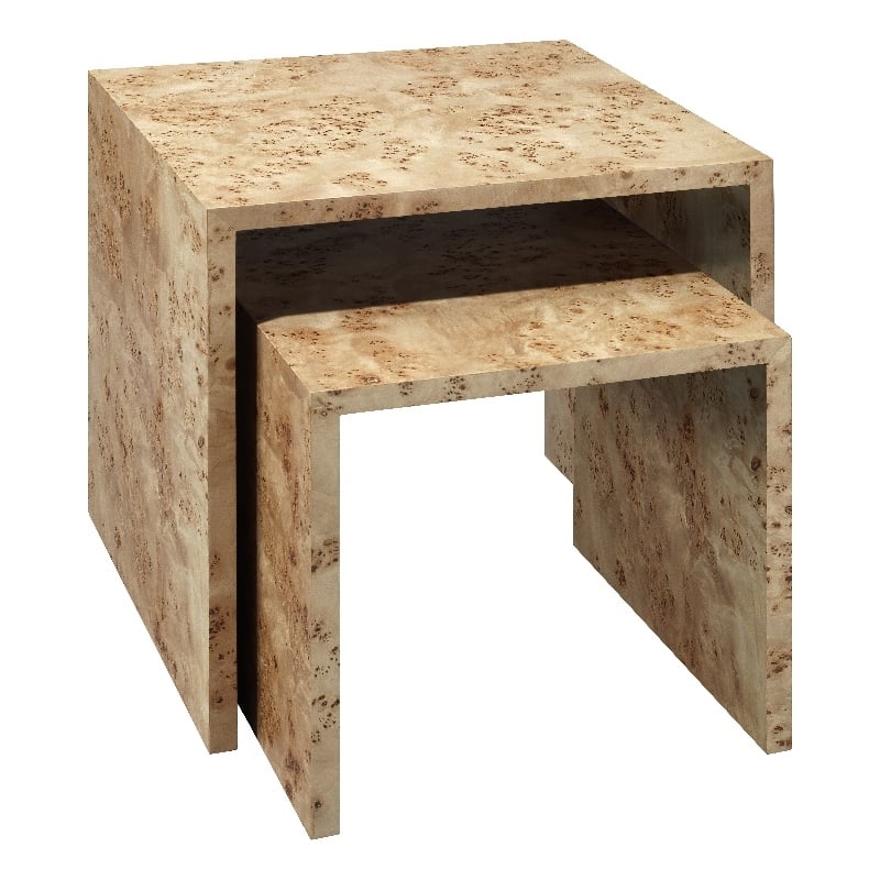 J&D Designs Co Bedford Traditional Wood Nesting Tables in Natural (Set of 2)