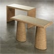 J&D Designs Co Captain Handwoven Coastal Rattan & Glass Console Table in Natural
