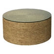 J&D Designs Co Harbor Round Coastal Rattan & Glass Coffee Table in Natural