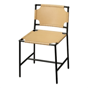 J&D Designs Co Asher 18&quot Transitional Leather Dining Chair in Cashew Brown/Black