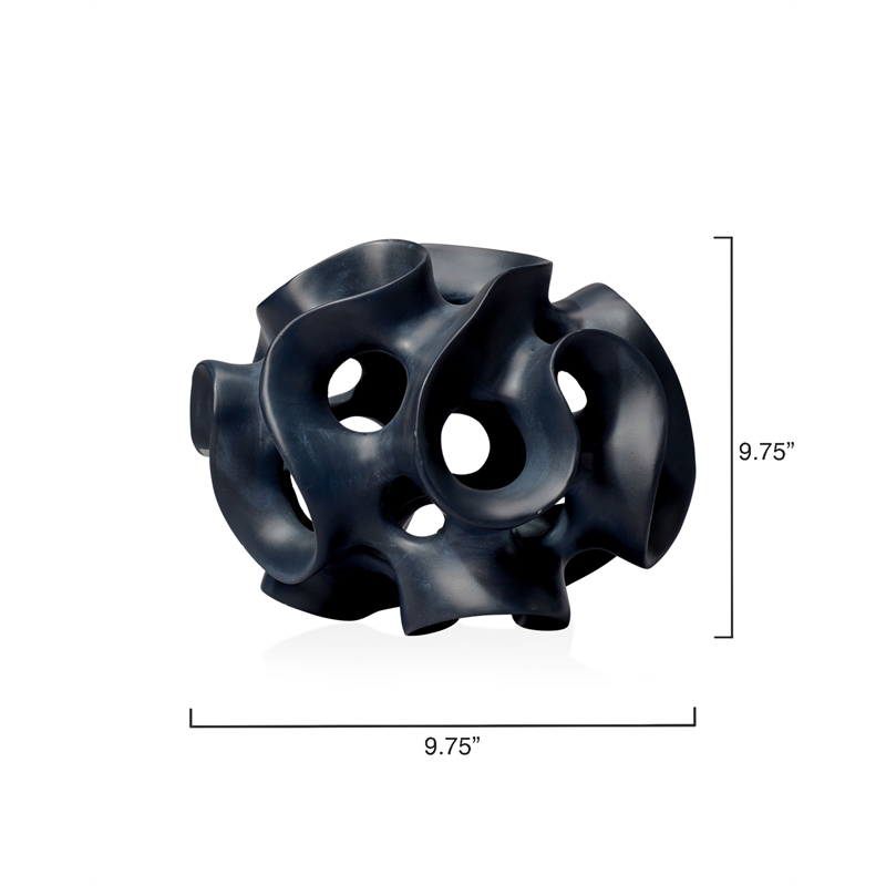 J&D Designs Co Ribbon Molded Transitional Resin Decorative Sphere in Black