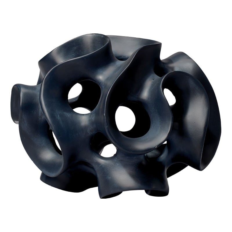 J&D Designs Co Ribbon Molded Transitional Resin Decorative Sphere in Black