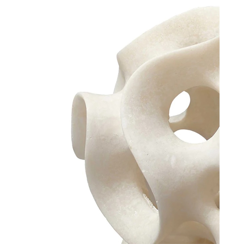J&D Designs Co Ribbon Molded Transitional Resin Decorative Sphere in White