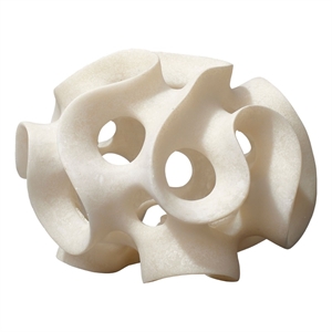 J&D Designs Co Ribbon Molded Transitional Resin Decorative Sphere in White