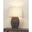J&D Designs Co Antiquity 1-Light Linen & Ceramic Table Lamp in White/Dark Gray