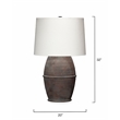 J&D Designs Co Antiquity 1-Light Linen & Ceramic Table Lamp in White/Dark Gray