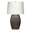 J&D Designs Co Antiquity 1-Light Linen & Ceramic Table Lamp in White/Dark Gray