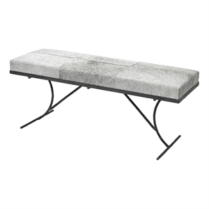 J&D Designs Co Kai 19&quot Transitional Leather & Iron Bench in Gray/Black