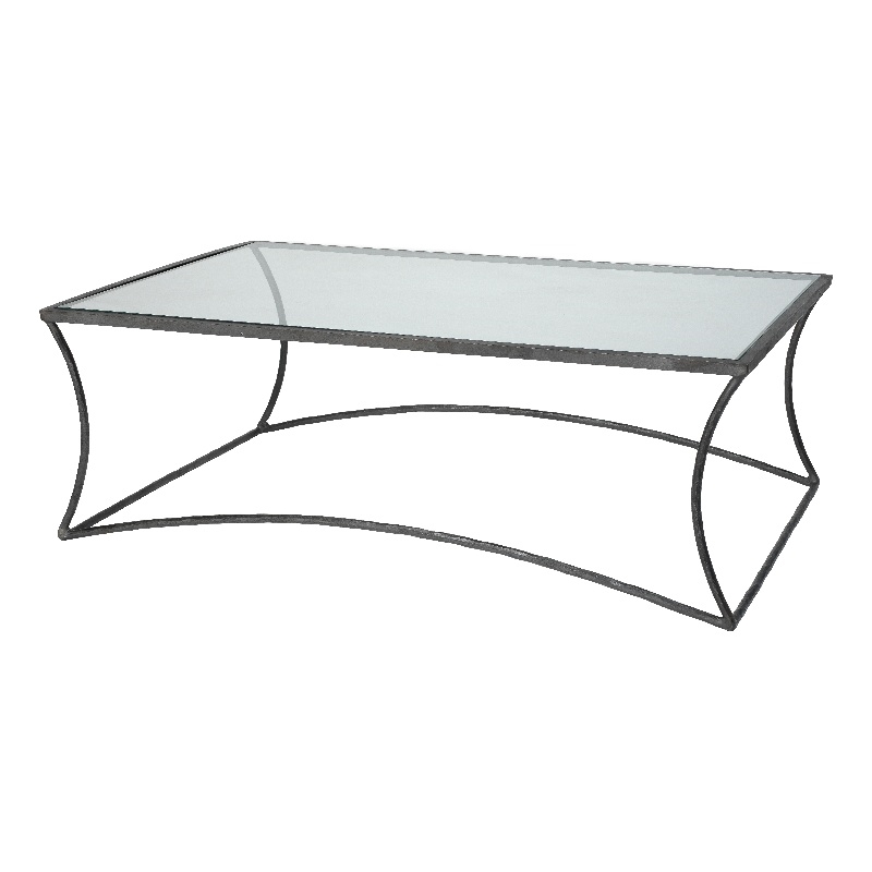 J&D Designs Co Kai Transitional Metal & Glass Coffee Table in Black/Clear
