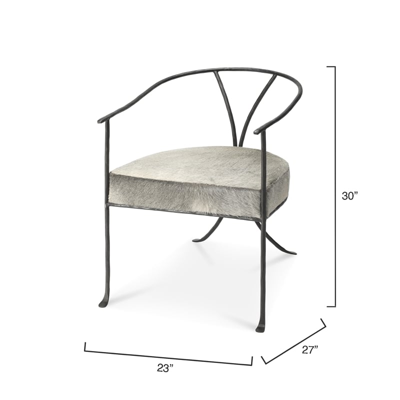 J&D Designs Co Kai Transitional Leather & Iron Chair in Gray/Black